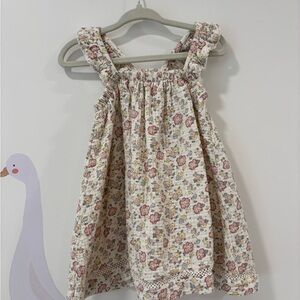 Quincy Mae Floral Cream and Pink Cotton Sundress
